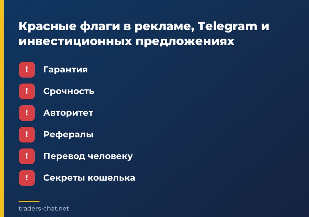 Красные флаги в рекламе, Telegram и инвестиционных предложениях