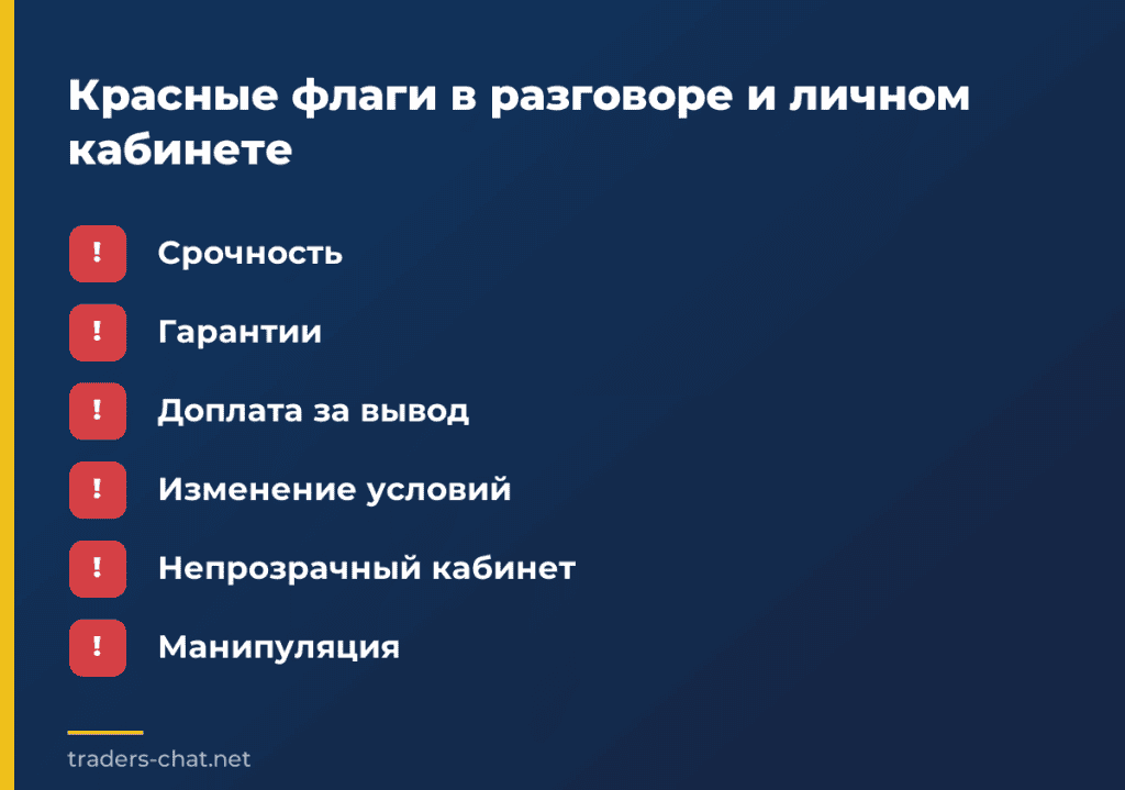 Красные флаги в разговоре и личном кабинете