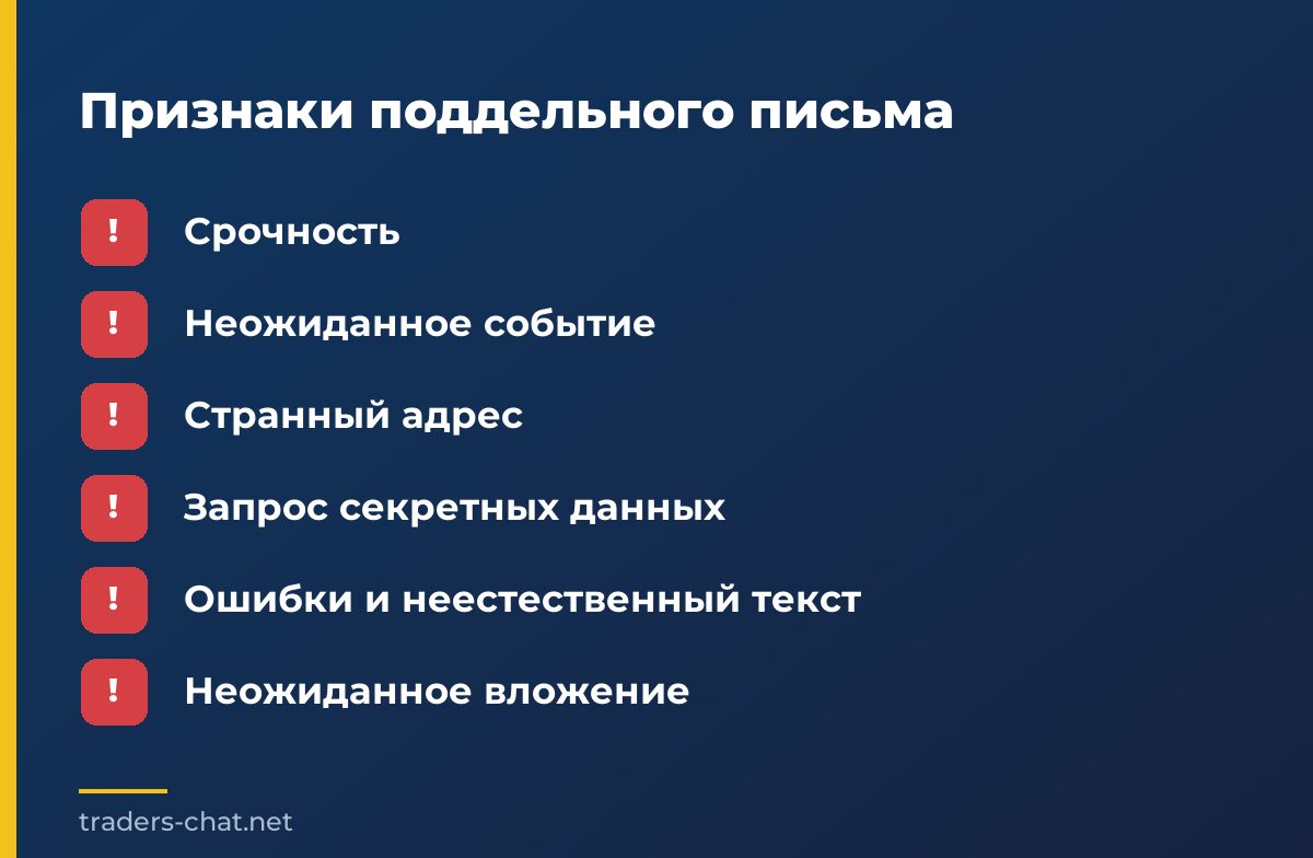 Признаки поддельного письма