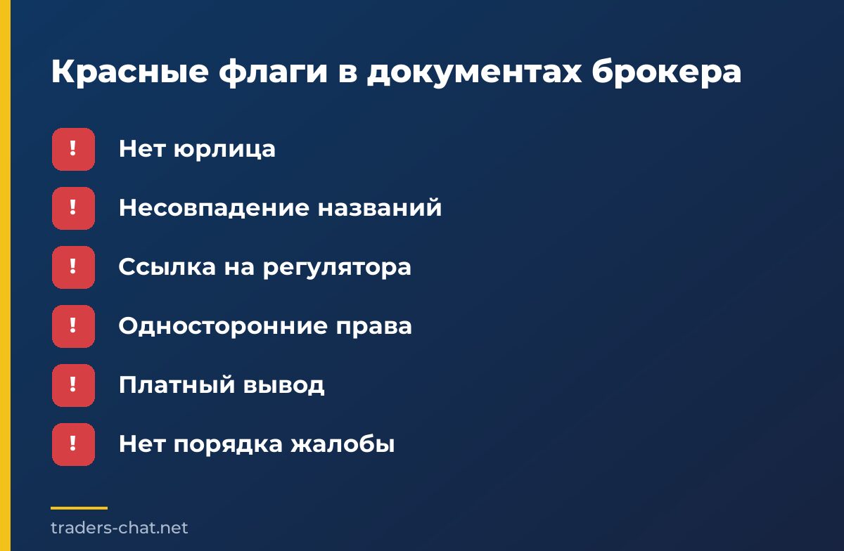 Красные флаги в документах брокера