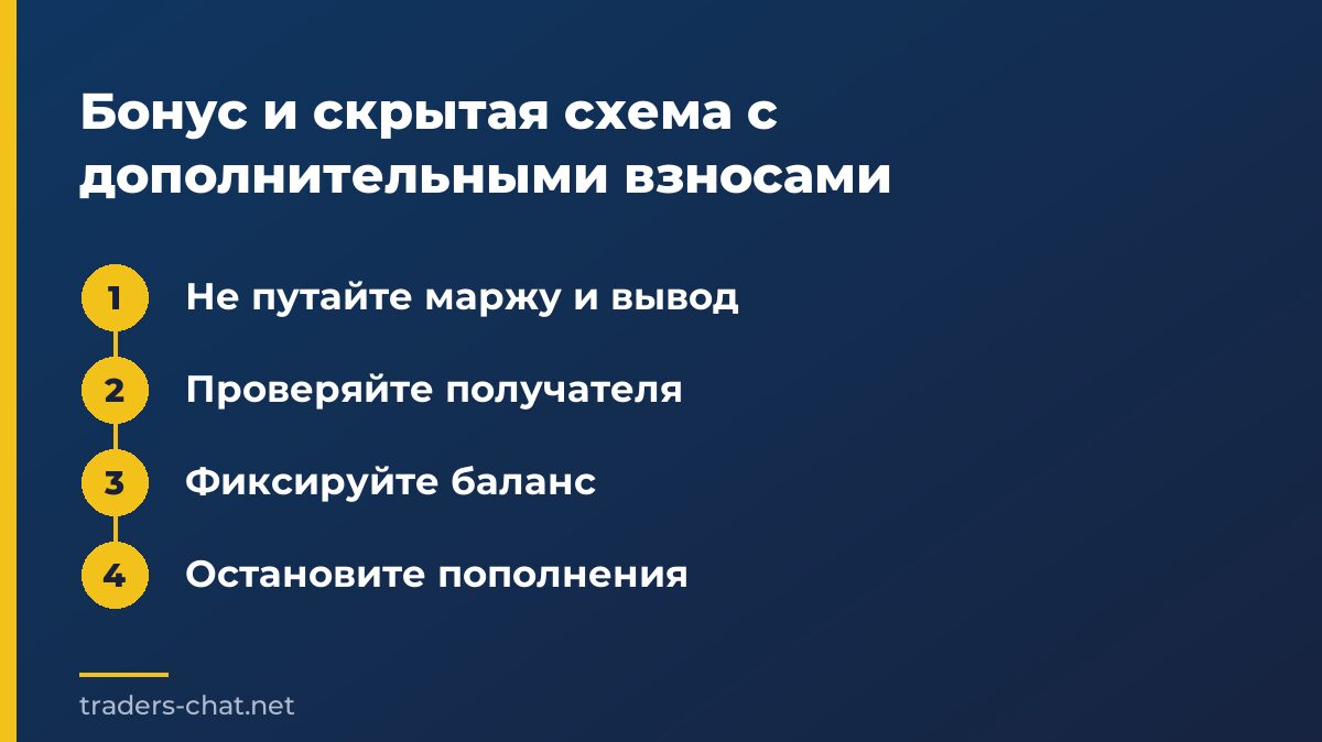 Бонус и скрытая схема с дополнительными взносами
