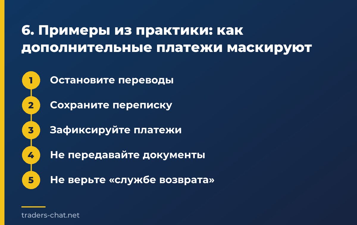 6. Примеры из практики: как дополнительные платежи маскируют схему