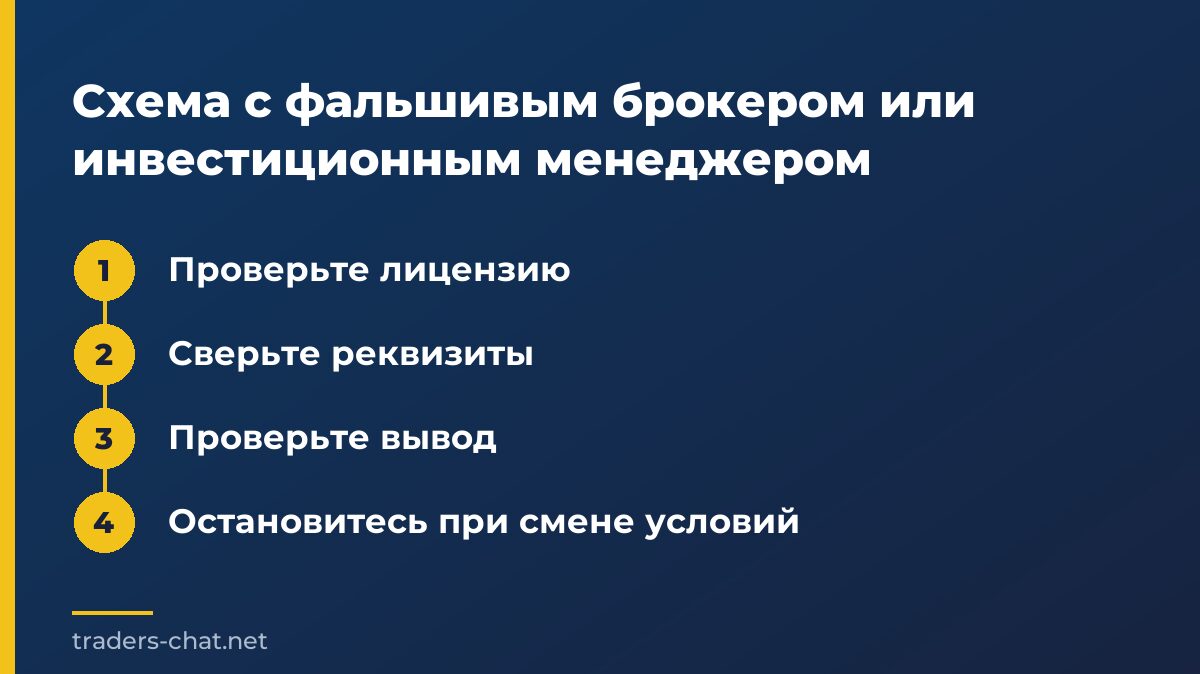 Схема с фальшивым брокером или инвестиционным менеджером